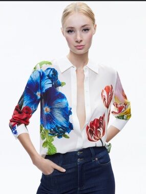 Alice and Olivia willa silk floral top